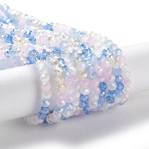 KSZ132 Koraliki szklane fasetowane okrągłe rondelle ombre opalizujące 4mm 50szt