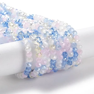 KSZ132 Koraliki szklane fasetowane okrągłe rondelle ombre opalizujące 4mm 50szt