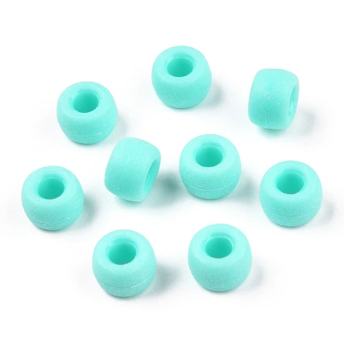 Koraliki oponki akryl 9mm kandi bransoletki pony bead morski turkus 20szt