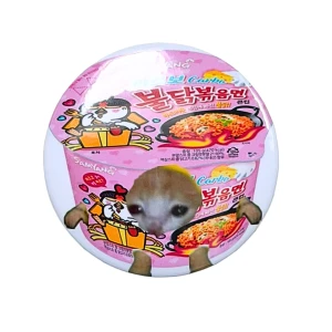 PRZ128 Przypinka button badzik Buldak zupka kot 58mm