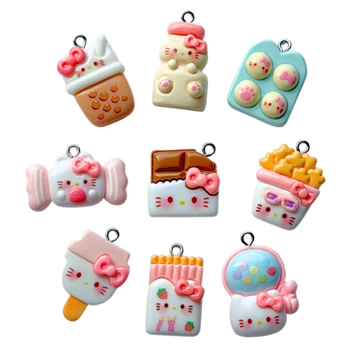 ZAW400 Zawieszki z żywicy kotek hello kitty cute kawaii 5szt słodki mix