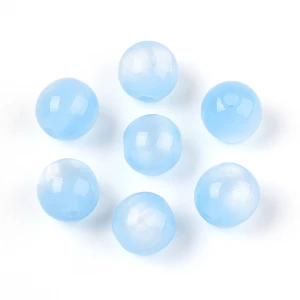 GAL6 Koraliki Galaxy mieniące kocie oko OPALIZUJĄCE błękitne 8mm 10szt