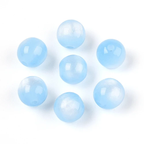 Koraliki Galaxy mieniące kocie oko OPALIZUJĄCE błękitne 8mm 10szt