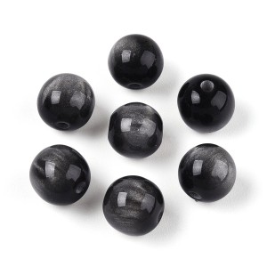 GAL7 Koraliki Galaxy mieniące kocie oko OPALIZUJĄCE czarne 8mm 10szt