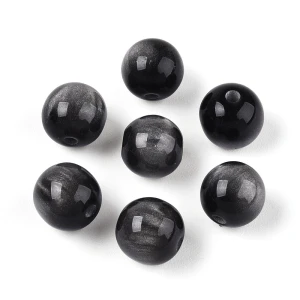 GAL7 Koraliki Galaxy mieniące kocie oko OPALIZUJĄCE czarne 8mm 10szt