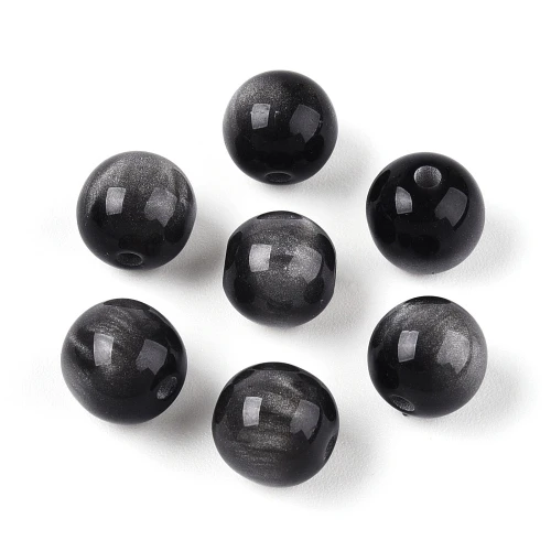 Koraliki Galaxy mieniące kocie oko OPALIZUJĄCE czarne 8mm 10szt