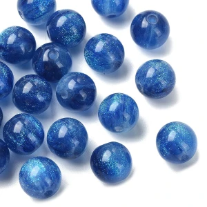 GAL10 Koraliki Galaxy mieniące gwiezdny pył OPALIZUJĄCE granatowe 8mm 10szt