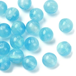 GAL11 Koraliki Galaxy mieniące gwiezdny pył OPALIZUJĄCE niebieskie turkus 8mm 10szt