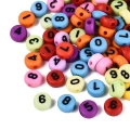Koraliki literki monetki 7mm cyfry cyferki mix kolorów od 0 do 9 100sztuk