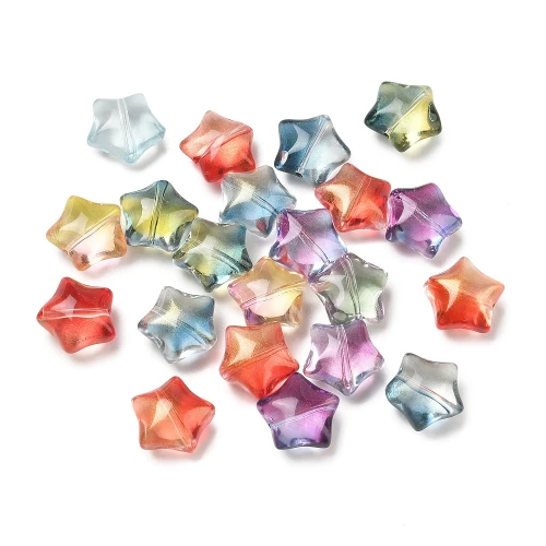 Koraliki szklane gwiazdy GWIAZDKI gwiazda ombre z pyłkiem 10szt 16mm mix