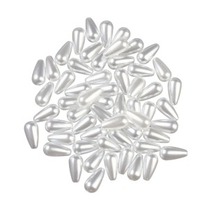 PER47 Koraliki akrylowe perłowe łezka kropelka łezki białe 16mm 30szt