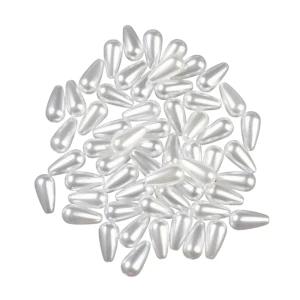 PER47 Koraliki akrylowe perłowe łezka kropelka łezki białe 16mm 30szt
