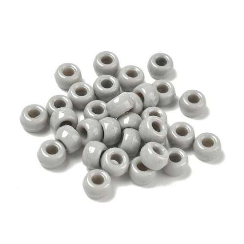 KOP48 Koraliki kandi oponki akryl 9mm warkoczyki bransoletki pony bead szare 20szt