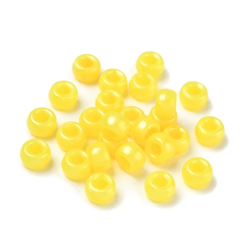 koraliki oponki akryl 9mm kandi pony bead żółte perłowe
