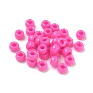 KOP163 Koraliki kandi oponki akryl 9mm pony bead ciemny różowy 20szt