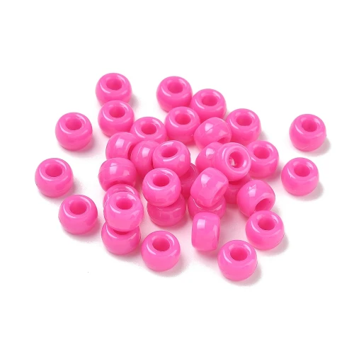 Koraliki kandi oponki akryl 9mm pony bead ciemny różowy