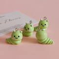 ZAW410 Zawieszki żywica jelly cat gąsienica zielona robak figurka cute 1szt