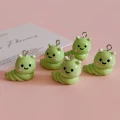 ZAW410 Zawieszki żywica jelly cat gąsienica zielona robak figurka cute 1szt