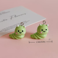 ZAW410 Zawieszki żywica jelly cat gąsienica zielona robak figurka cute 1szt