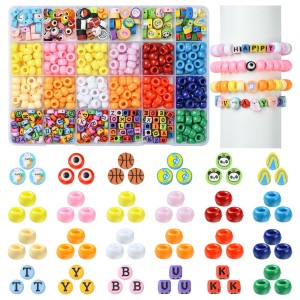 KOP165 Zestaw koralików pony beads kandi, literki i fimo 500szt