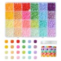 Zestaw koralików szklanych walce krążki seeds pastelowe RAINBOW 4x5.5mm 168g
