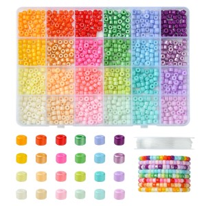 ZSZ10 Zestaw koraliki szklane walce krążki seeds pastelowe RAINBOW 4x5.5mm 168g