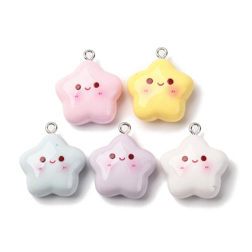 Zawieszki duże żywica cute kawaii gwiazdki gwiazdy mix pastelowe 5szt