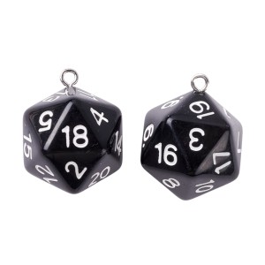 ZAW413 Zawieszka żywica kostka kość D20 do gry RPG DND czarna 27mm 1szt
