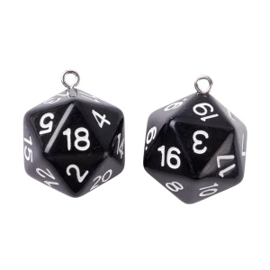 ZAW413 Zawieszka żywica kostka kość D20 do gry RPG DND czarna 27mm 1szt