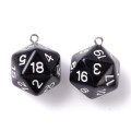 Zawieszka żywica kostka kość D20 do gry RPG DND czarna 27mm 1szt