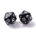 Zawieszka żywica kostka kość D20 do gry RPG DND czarna 27mm 1szt