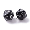 Zawieszka żywica kostka kość D20 do gry RPG DND czarna 27mm 1szt
