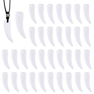 KŁY01 Zawieszki koralik duże akryl KŁY kieł ząb zęby 41mm białe 3szt