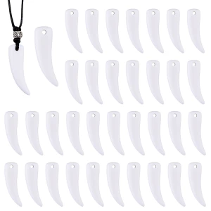 KŁY01 Zawieszki koralik duże akryl KŁY kieł ząb zęby 41mm białe 3szt