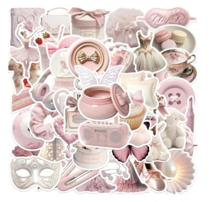 W4 Naklejki STICKER BOMB WLEPY wlepki miks BALET COQUETTE PINK CORE 50 szt