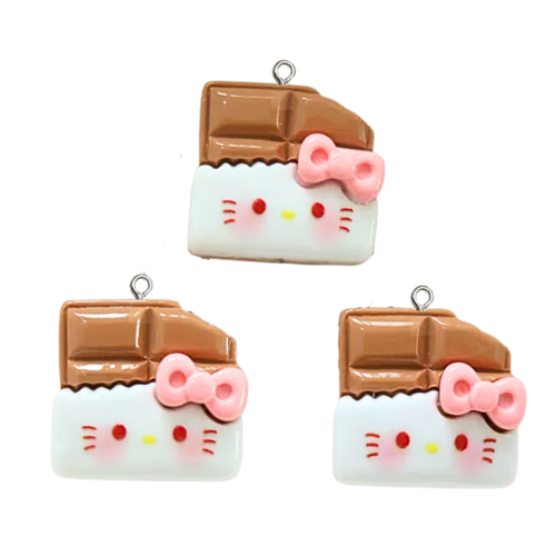 ZAW415 Zawieszki żywica jelly cat czekoladka mleczna hello kitty 2szt