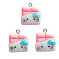 ZAW416 Zawieszki żywica jelly cat czekoladka różowa hello kitty 2szt