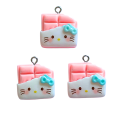 ZAW416 Zawieszki żywica jelly cat czekoladka różowa hello kitty 2szt