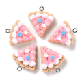 ZAW418 Zawieszki żywica ciastko cake sernik ciasto truskawki różowe 2szt