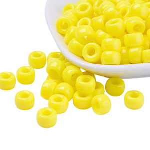 KOP167 Koraliki oponki 9mm kandi pony bead żółte cytrynowe 20szt