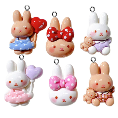 ZAW420 Zawieszki z żywicy króliczek bunny króliki cute kawaii 3szt mix