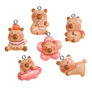 ZAW422 Zawieszki z żywicy kapibara kapibary jelly cat cute kawaii 5szt mix