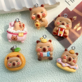 ZAW423 Zawieszki z żywicy kapibara kapibary jelly cat cute kawaii 5szt mix