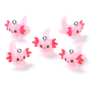 ZAW424 Zawieszki z żywicy aksolotl axolotl różowe cute kawaii 2szt mix