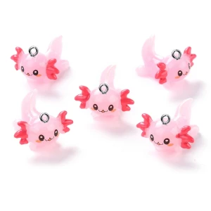 ZAW424 Zawieszki z żywicy aksolotl axolotl różowe cute kawaii 2szt mix