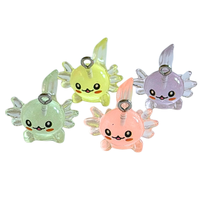 ZAW425 Zawieszki z żywicy aksolotl axolotl świecą w ciemności cute kawaii 4szt