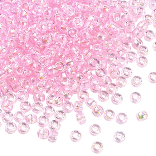 Koraliki oponki 9mm kandi pony bead różowe opalizujące