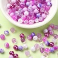 Koraliki kulki kule crackle perły mix fioletowe 8mm bransoletki 30szt