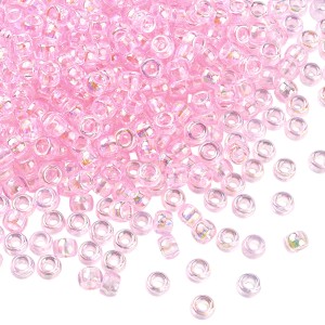 KOP169 Koraliki oponki 9mm kandi pony bead różowe opalizujące 20szt