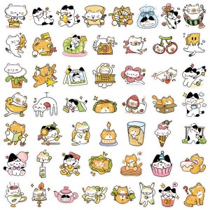 W257 Naklejki STICKER BOMB WLEPY wlepki ŚMIESZNE KOTY rysunkowe KOT 50szt